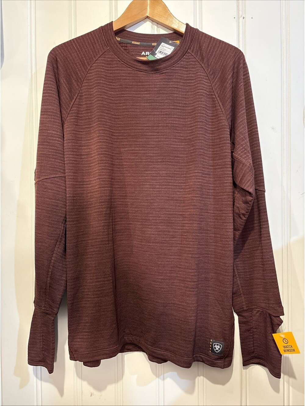 New Ariat Rebar Men’s Grind Crewneck Long Sleeve T-Shirt Large Bitter Chocolate